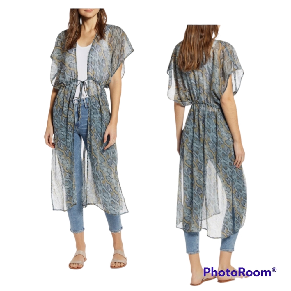 Echo Women's Python Print Open Front Midi Caftan … - image 3